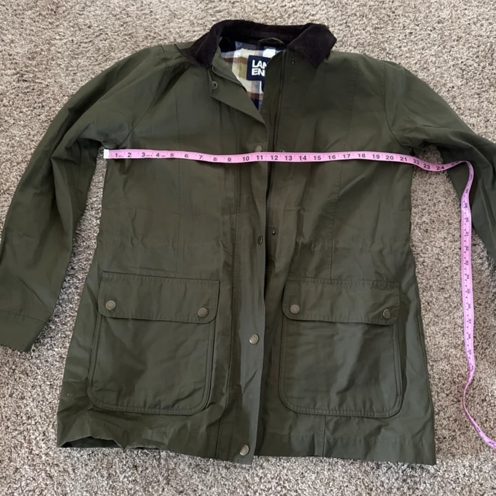 Land’s End Women's Waxed Cotton Utility Barn Coat in Country Green 
size Medium - Picture 10 of 12